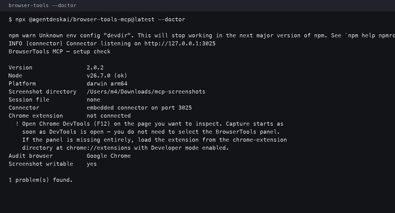 本机 --doctor：2.0.2，extension not connected