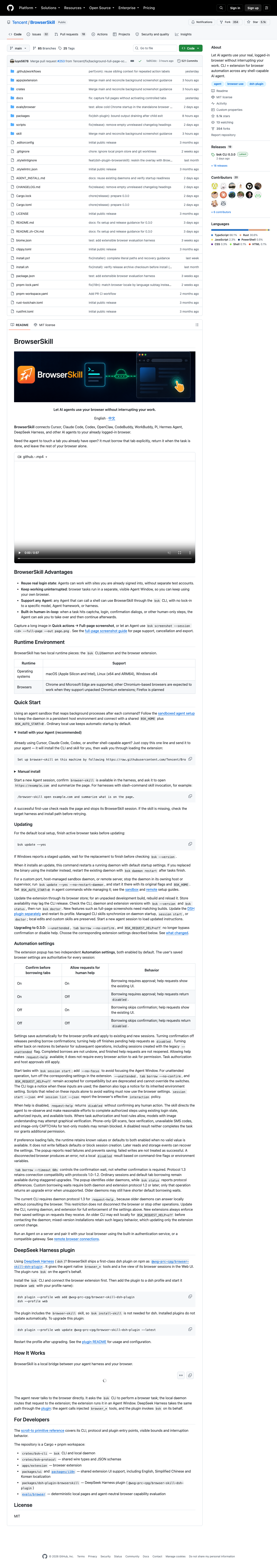 GitHub README：Let AI agents use your browser