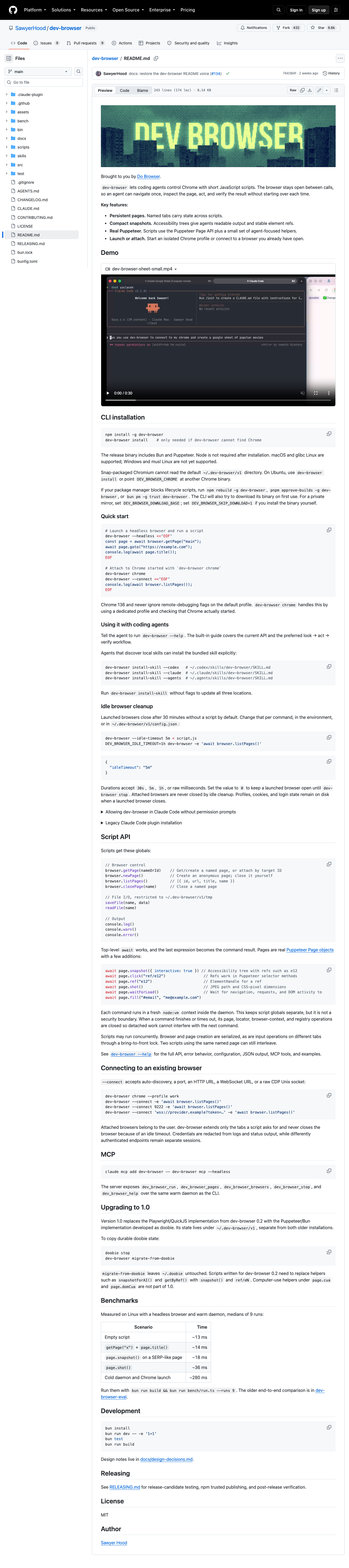 官方 README：CLI installation / Quick start