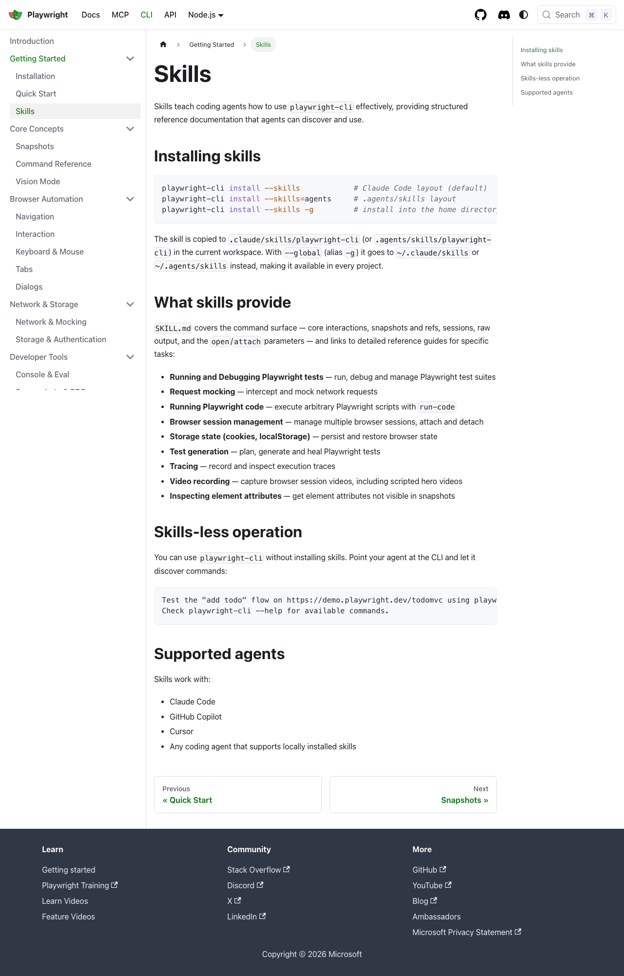 官方 Skills 页：Installing skills