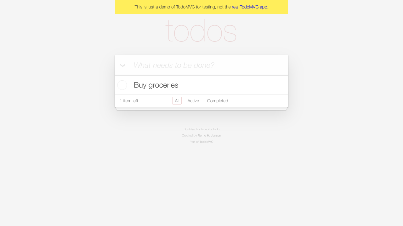 demo.playwright.dev/todomvc：已添加 Buy groceries